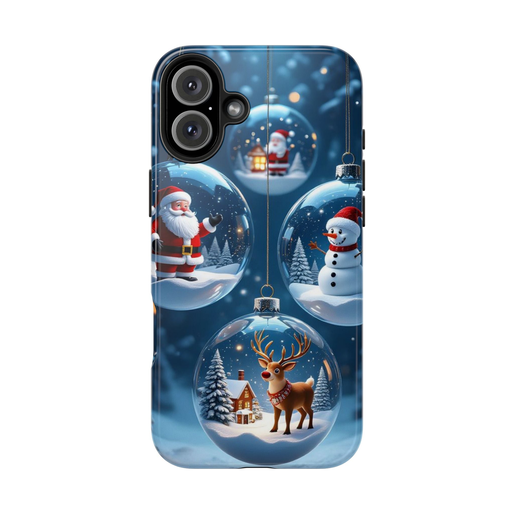 Christmas Ornaments Phone Case — Santa, Snowman & Reindeer Holiday Tough Case