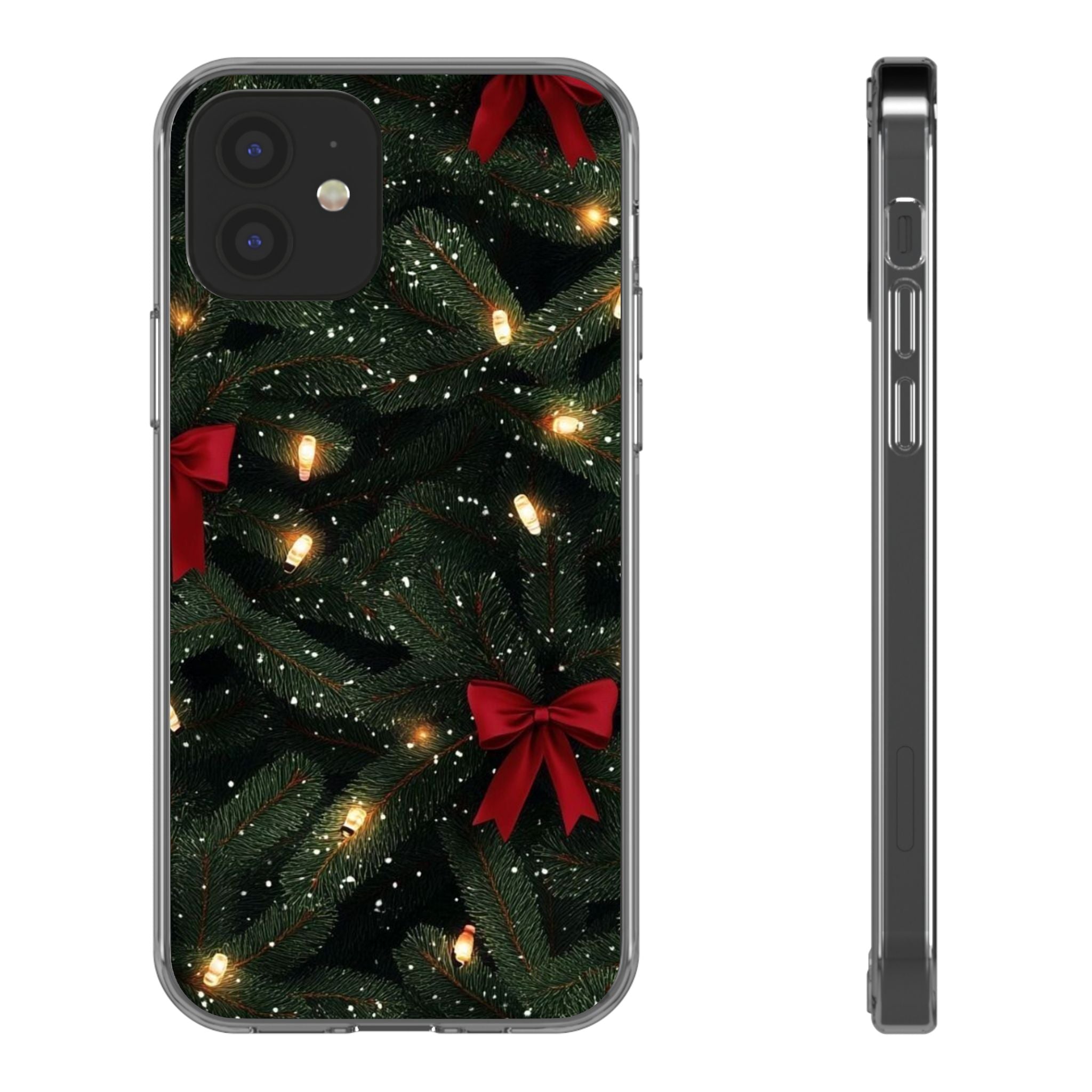 Christmas Lights & Bows Clear Phone Case