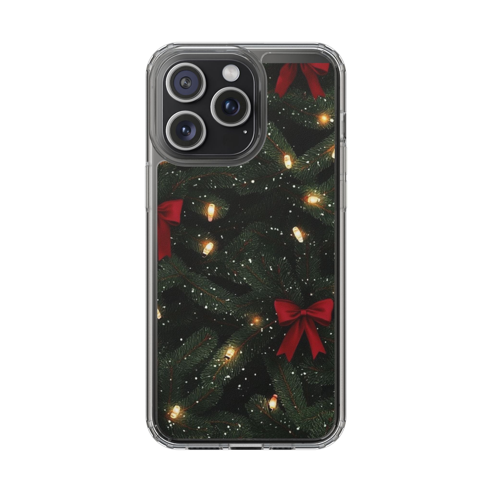 Christmas Lights & Bows Clear Phone Case
