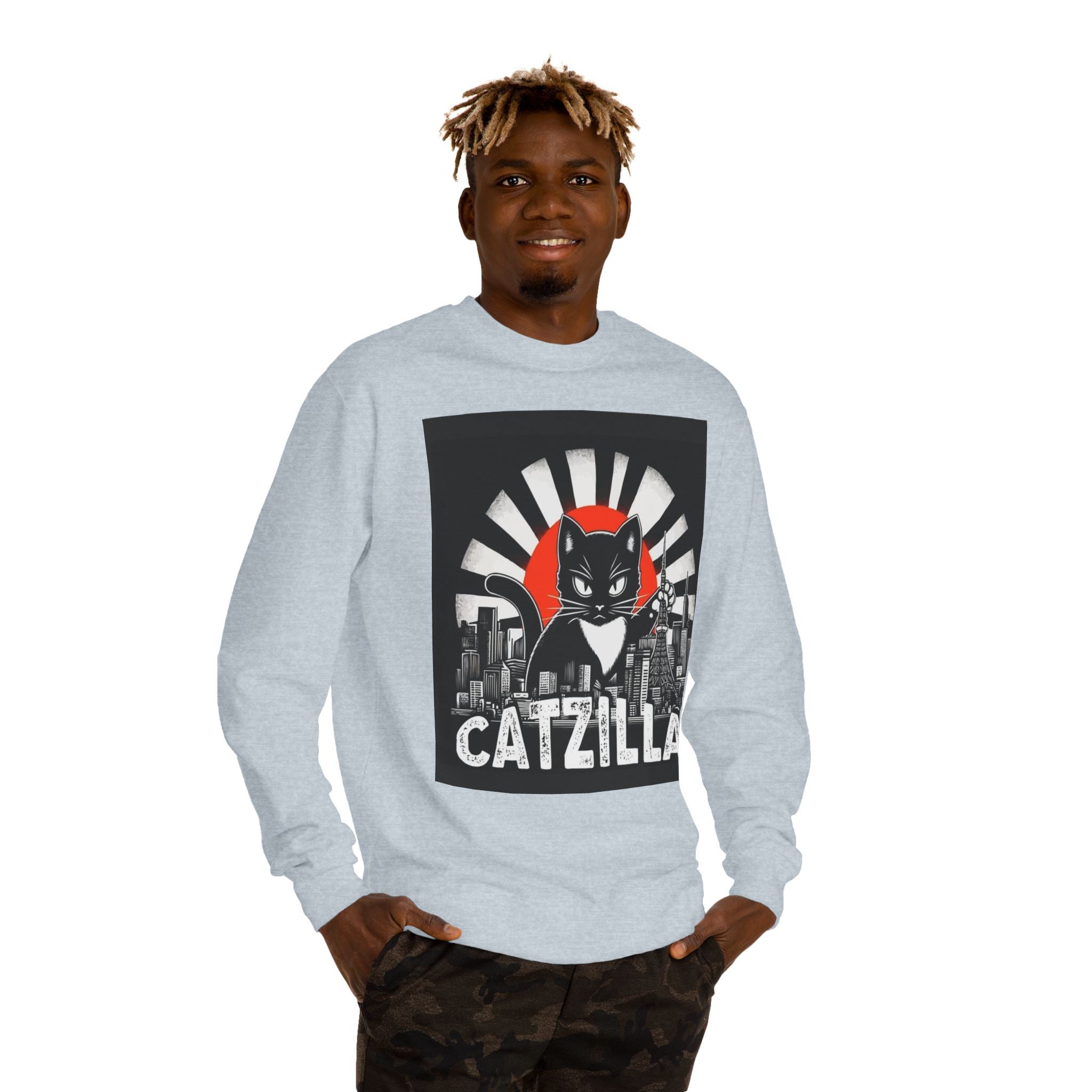 Catzilla Graphic Sweatshirt — Retro Monster Cat City Tee