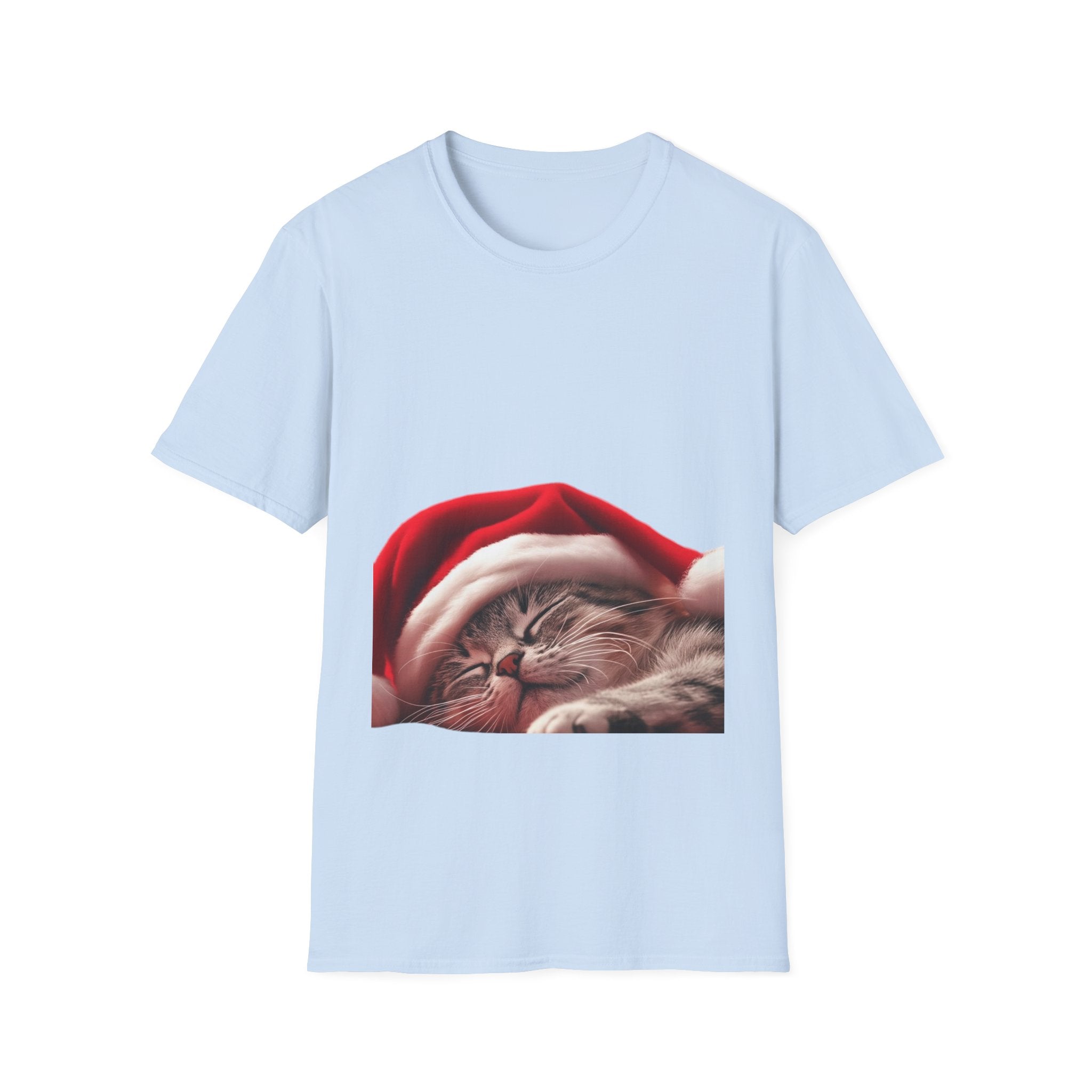 Christmas Sleeping Cat T-Shirt — Cute Holiday Kitty in Santa Hat