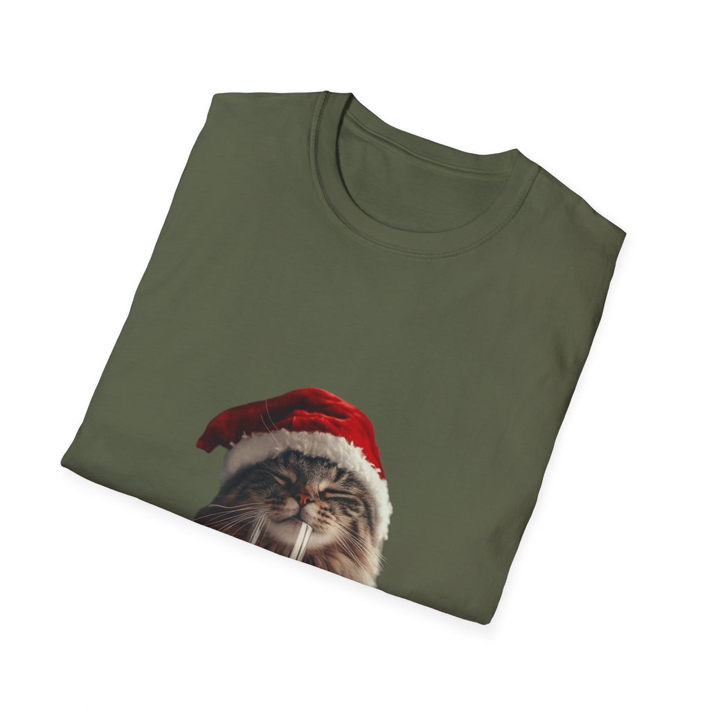 Christmas Cat T-Shirt – Cute Tabby Wearing Santa Hat Holiday Tee