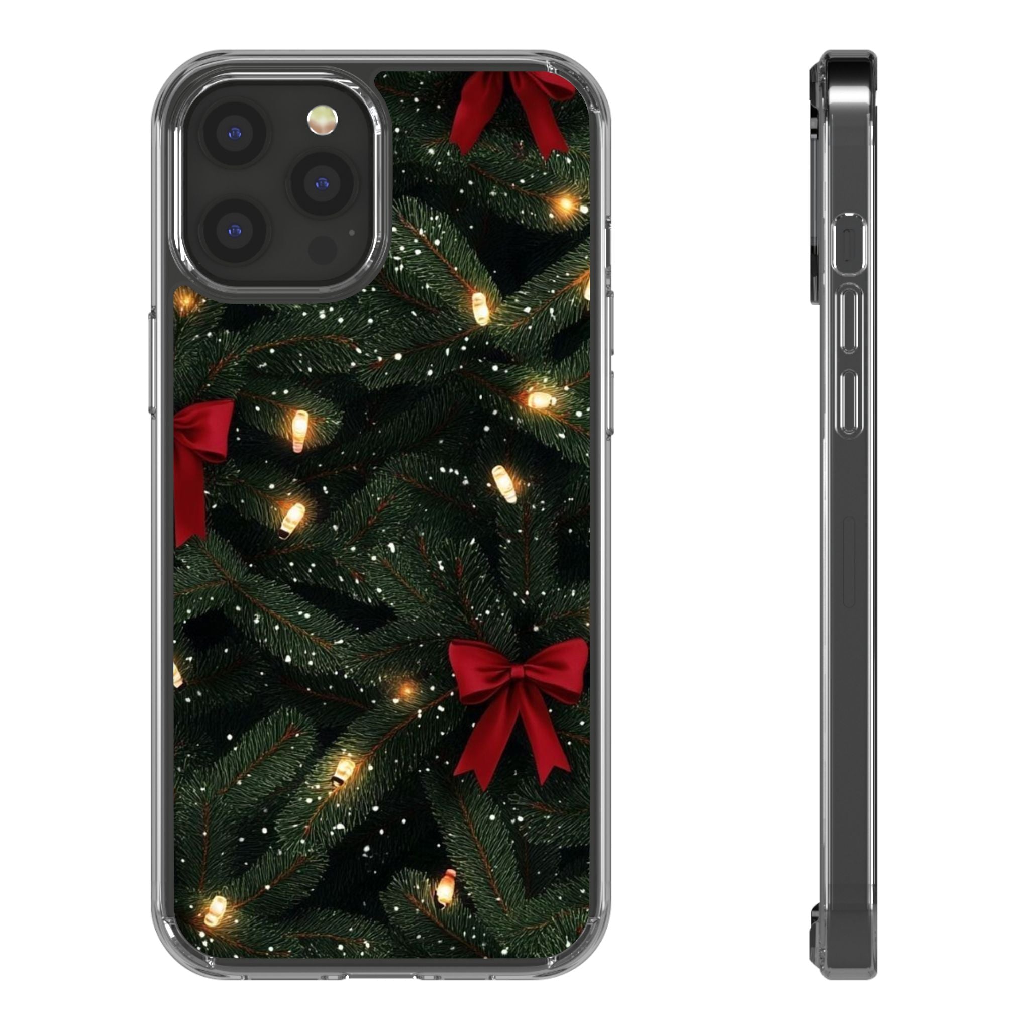 Christmas Lights & Bows Clear Phone Case