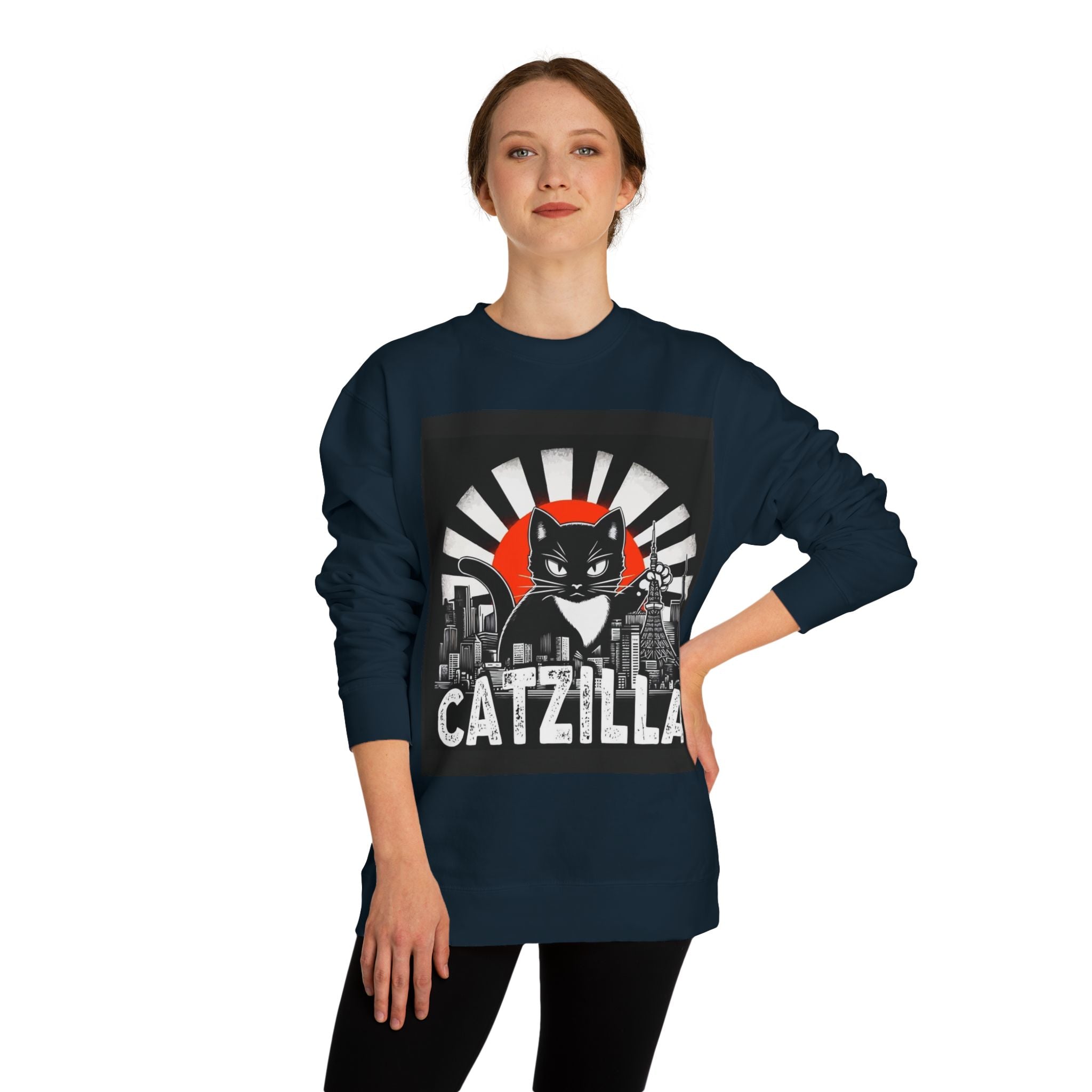 Catzilla Graphic Sweatshirt — Retro Monster Cat City Tee