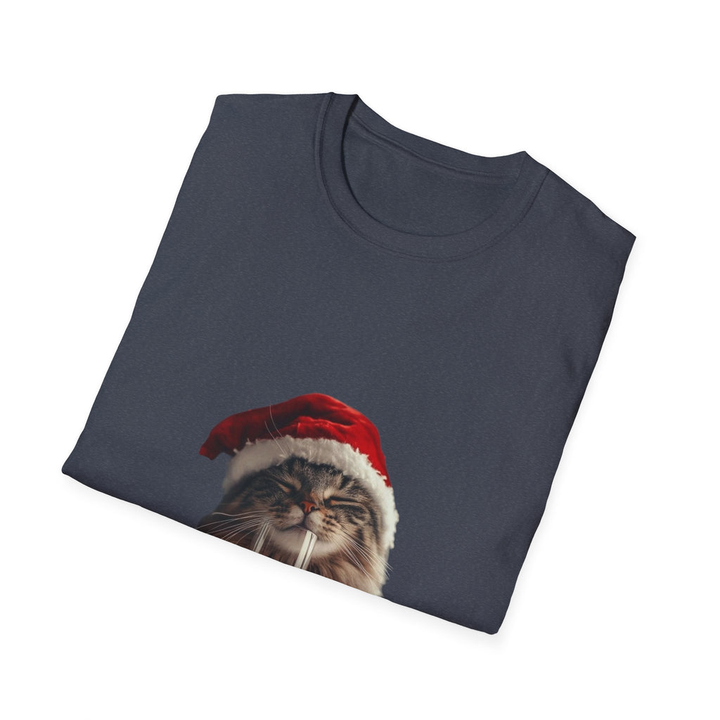Christmas Cat T-Shirt – Cute Tabby Wearing Santa Hat Holiday Tee