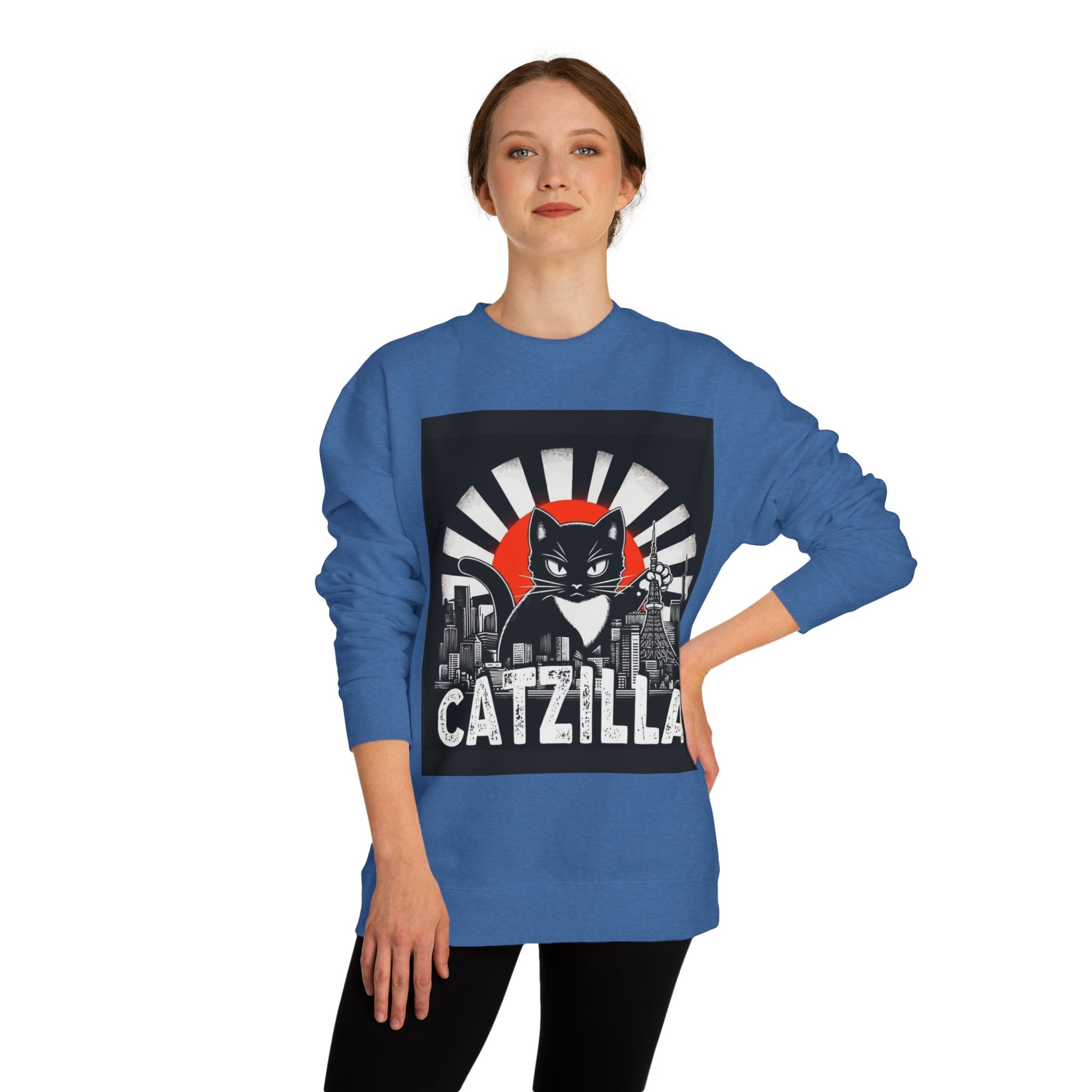 Catzilla Graphic Sweatshirt — Retro Monster Cat City Tee