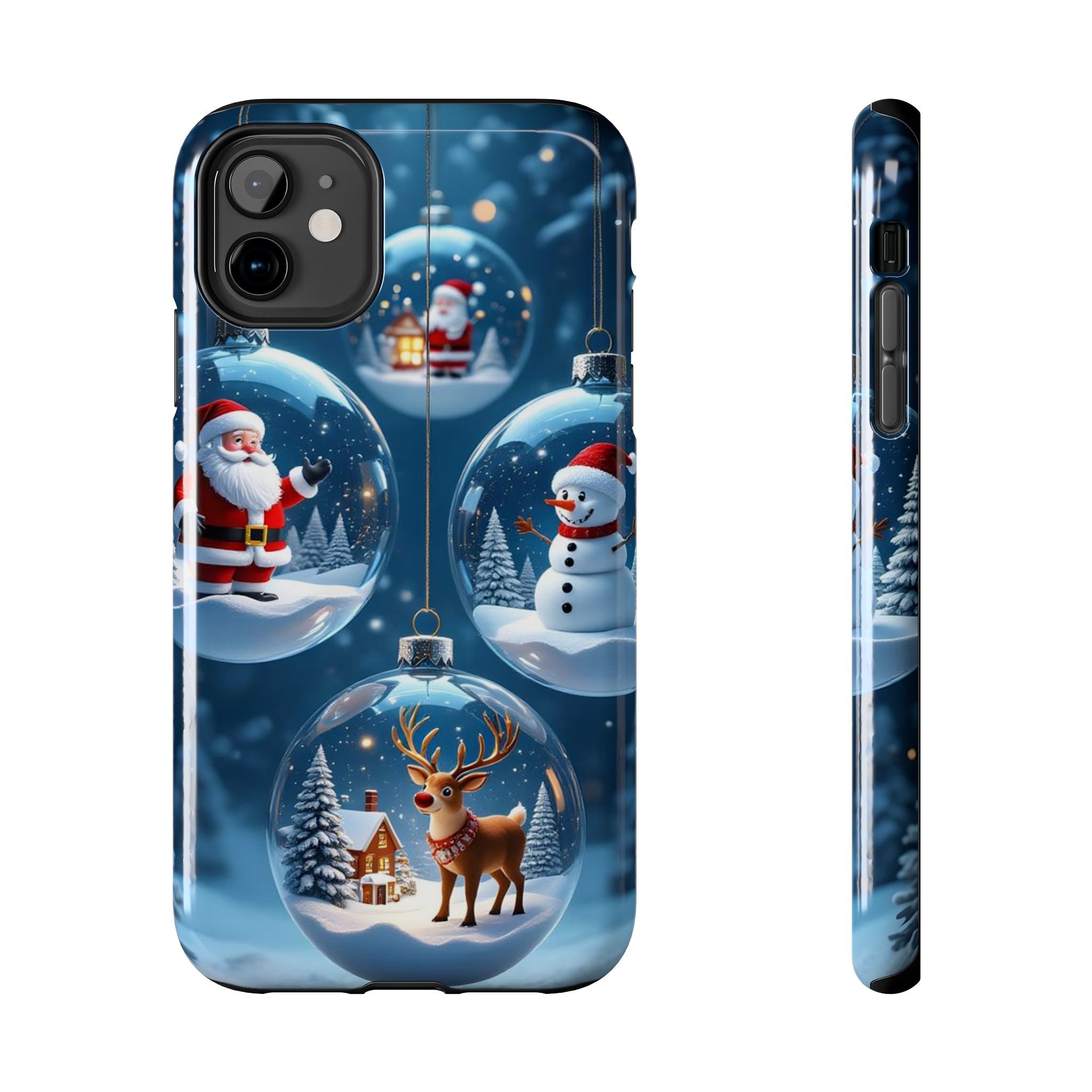 Christmas Ornaments Phone Case — Santa, Snowman & Reindeer Holiday Tough Case