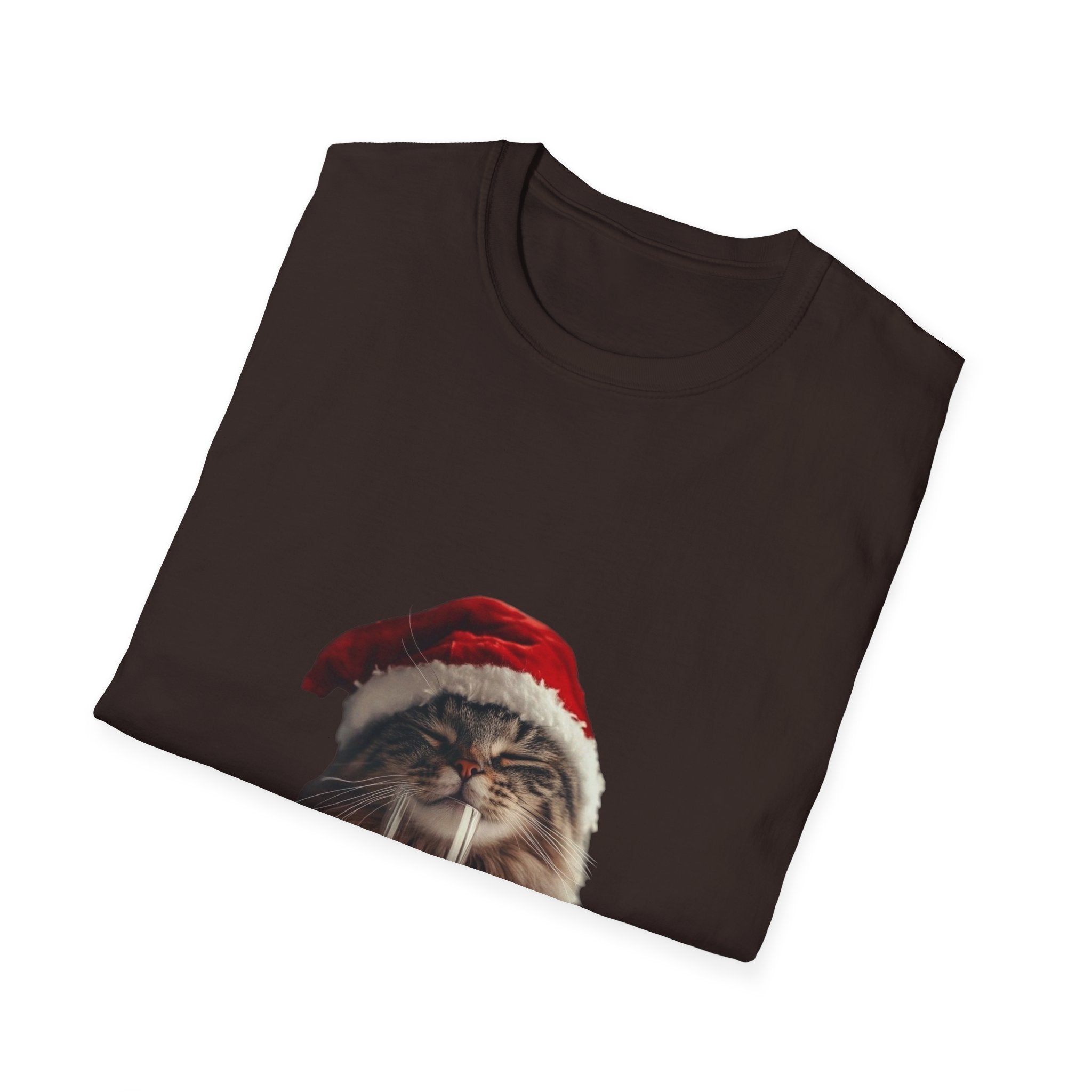 Christmas Cat T-Shirt – Cute Tabby Wearing Santa Hat Holiday Tee