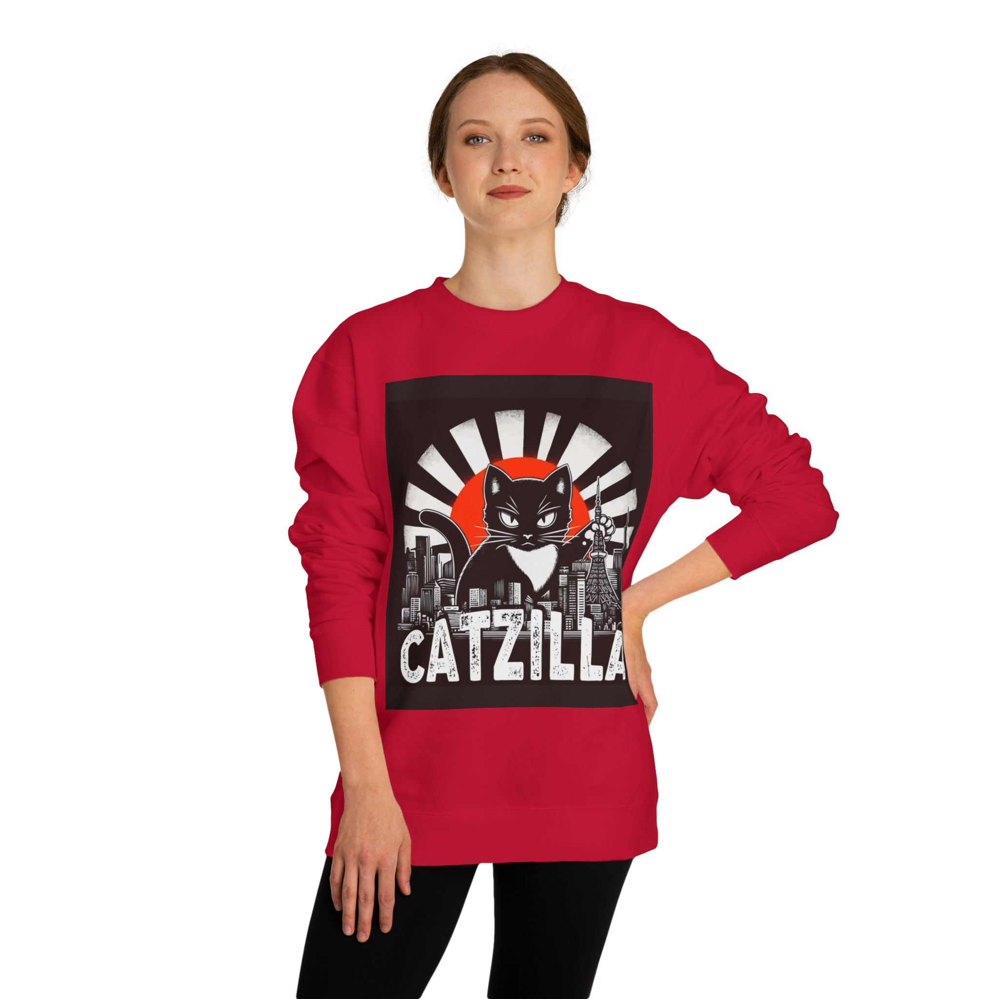 Catzilla Graphic Sweatshirt — Retro Monster Cat City Tee
