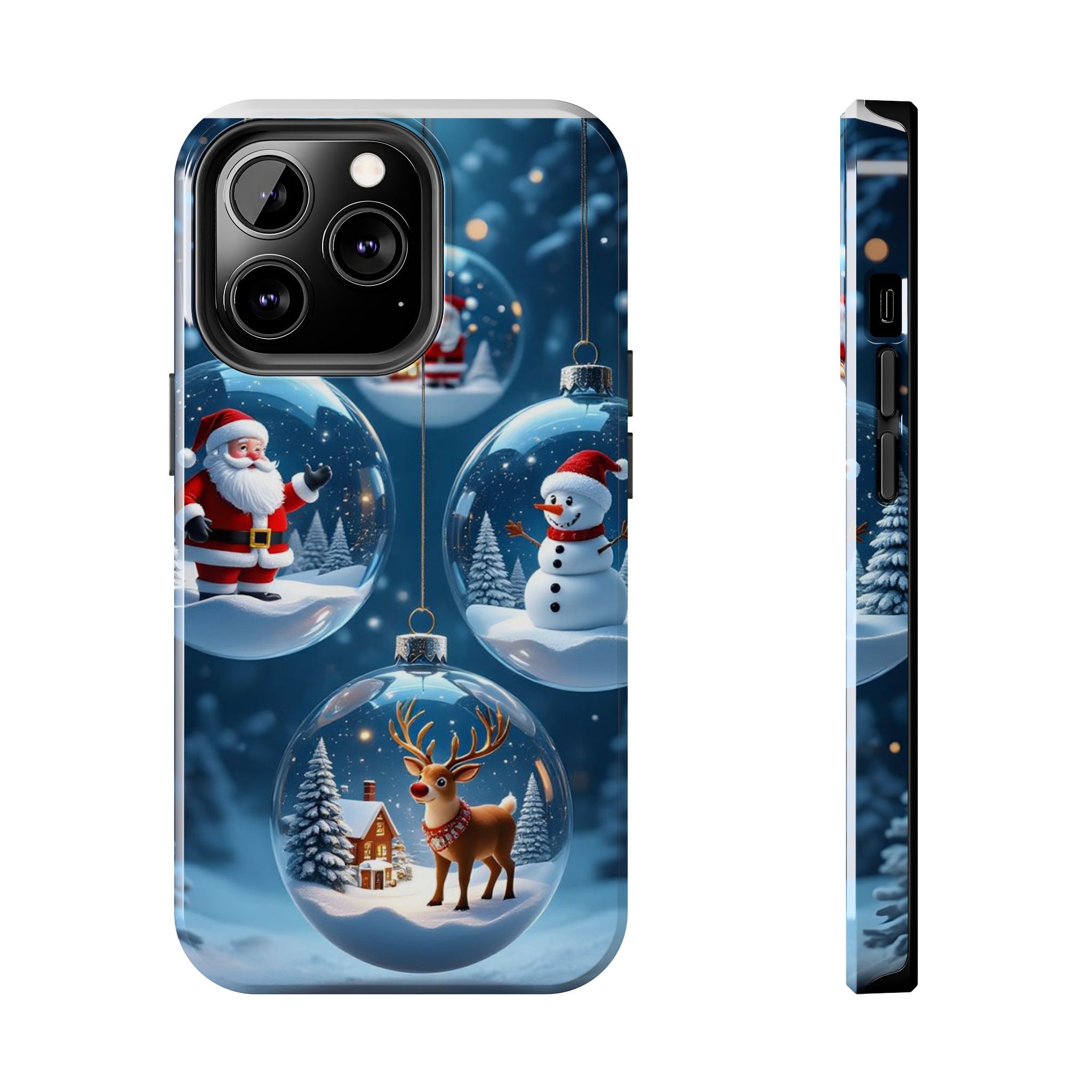 Christmas Ornaments Phone Case — Santa, Snowman & Reindeer Holiday Tough Case