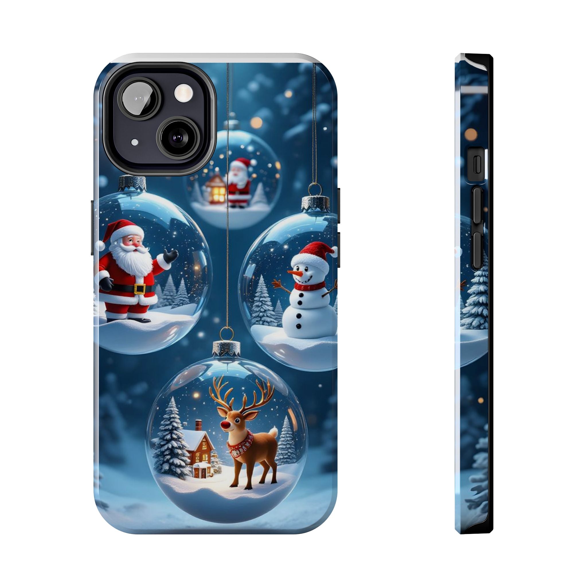 Christmas Ornaments Phone Case — Santa, Snowman & Reindeer Holiday Tough Case