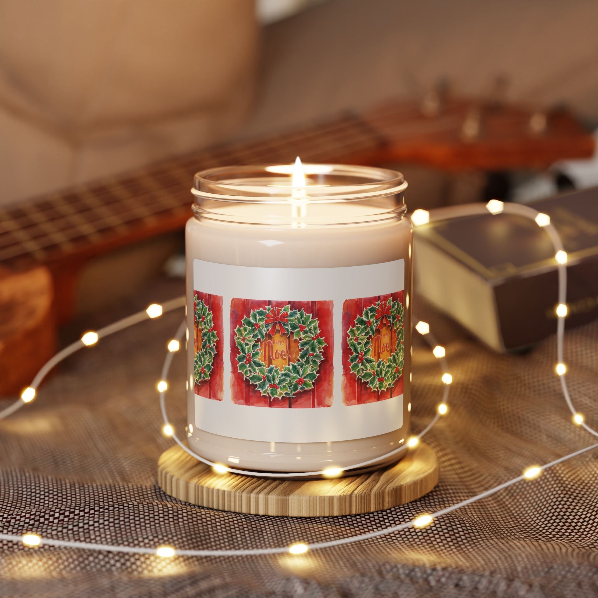 Holiday Wreath Scented Soy Candle — 9oz Christmas Jar Candle