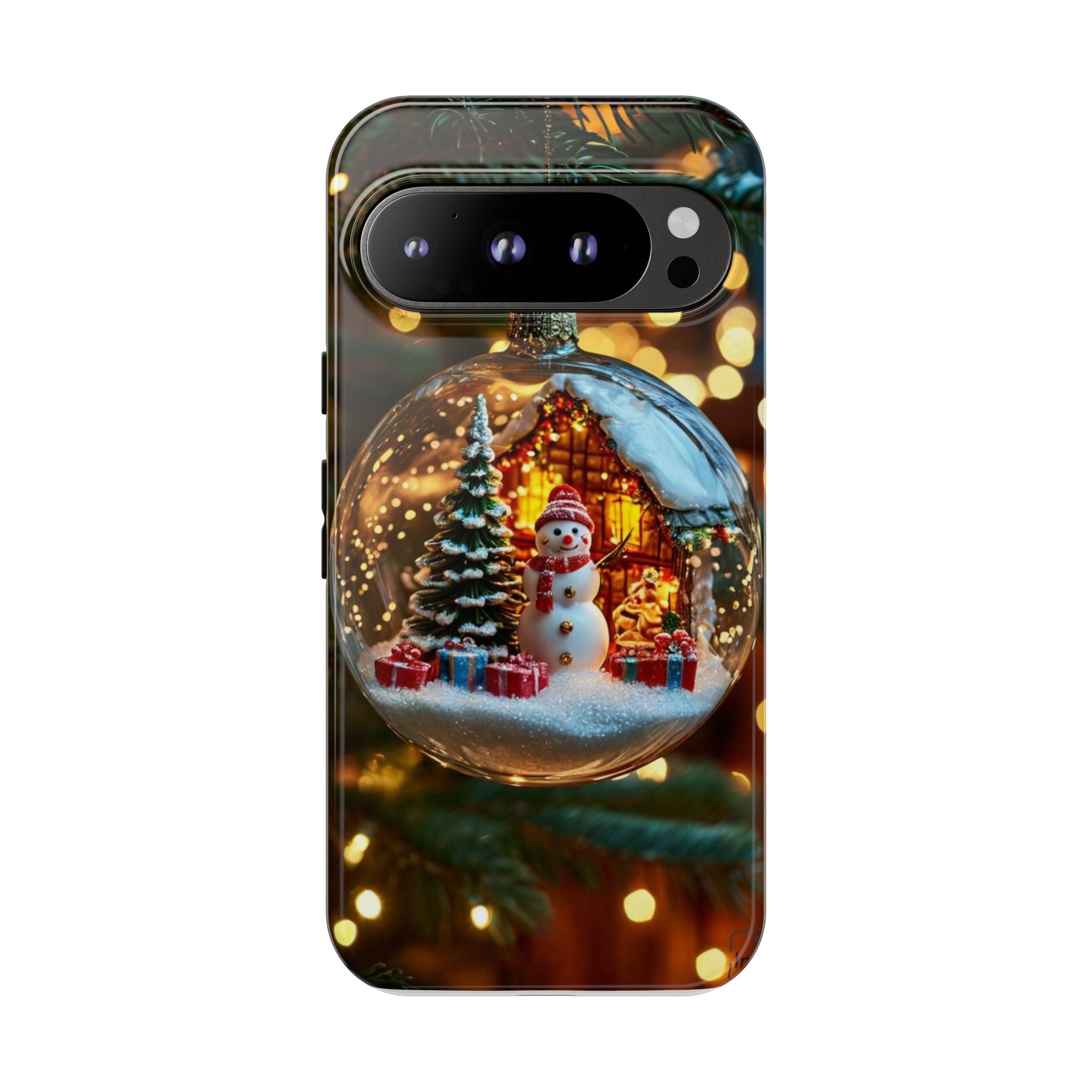 Christmas Snow Globe Phone Case — Festive Snowman Ornament Design