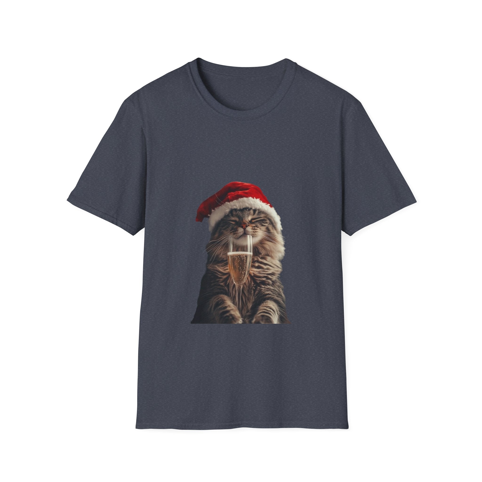 Christmas Cat T-Shirt – Cute Tabby Wearing Santa Hat Holiday Tee