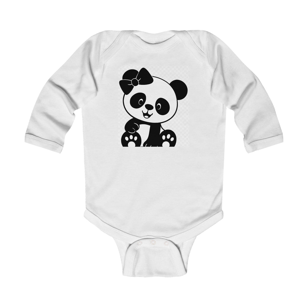 Baby Panda Bodysuit – Cute Bow Panda Infant Long Sleeve One-Piece