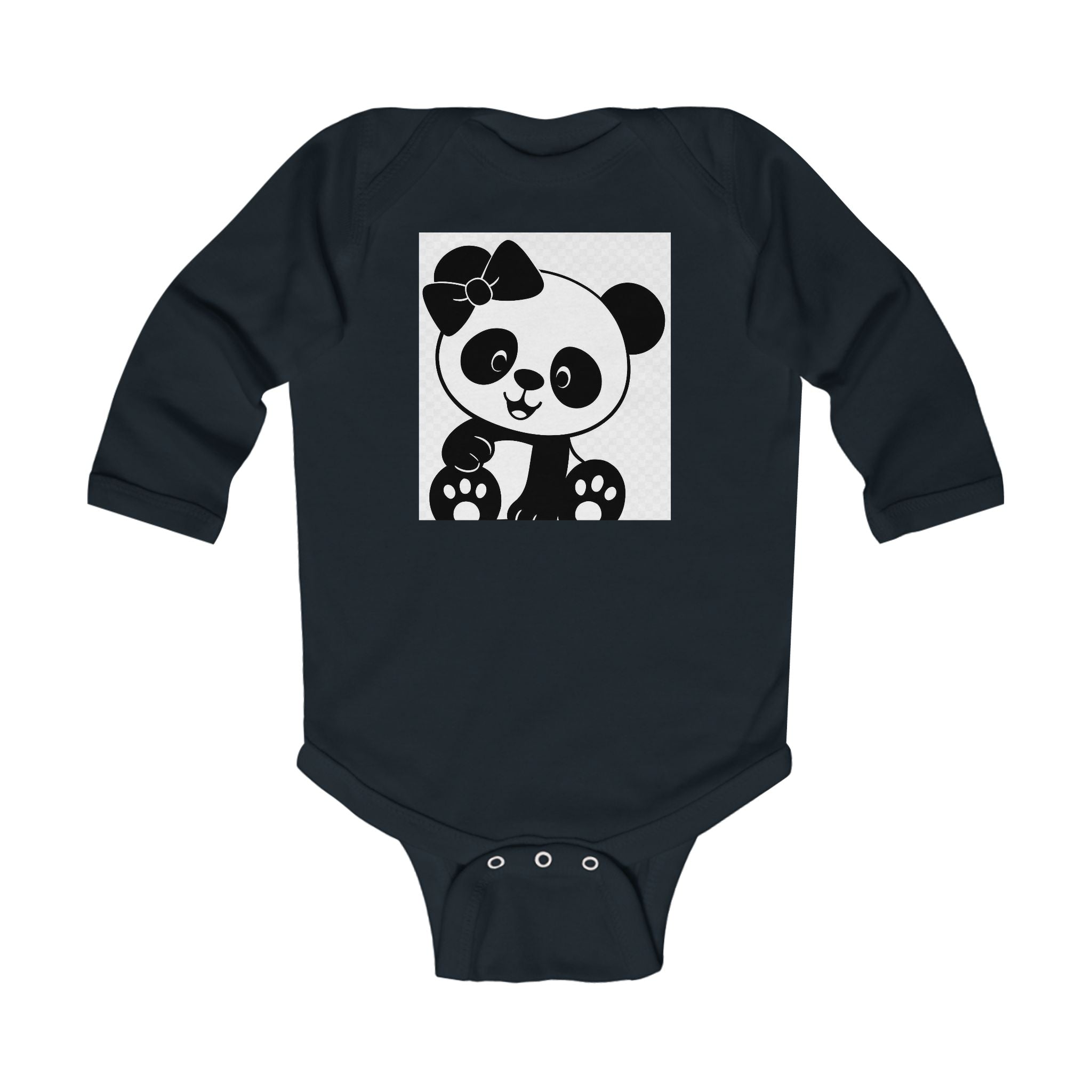 Baby Panda Bodysuit – Cute Bow Panda Infant Long Sleeve One-Piece