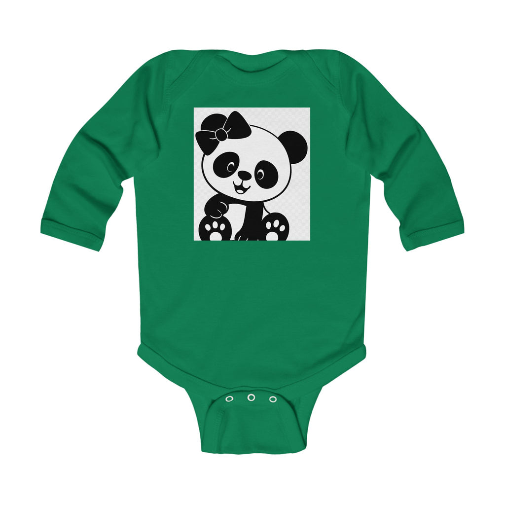 Baby Panda Bodysuit – Cute Bow Panda Infant Long Sleeve One-Piece