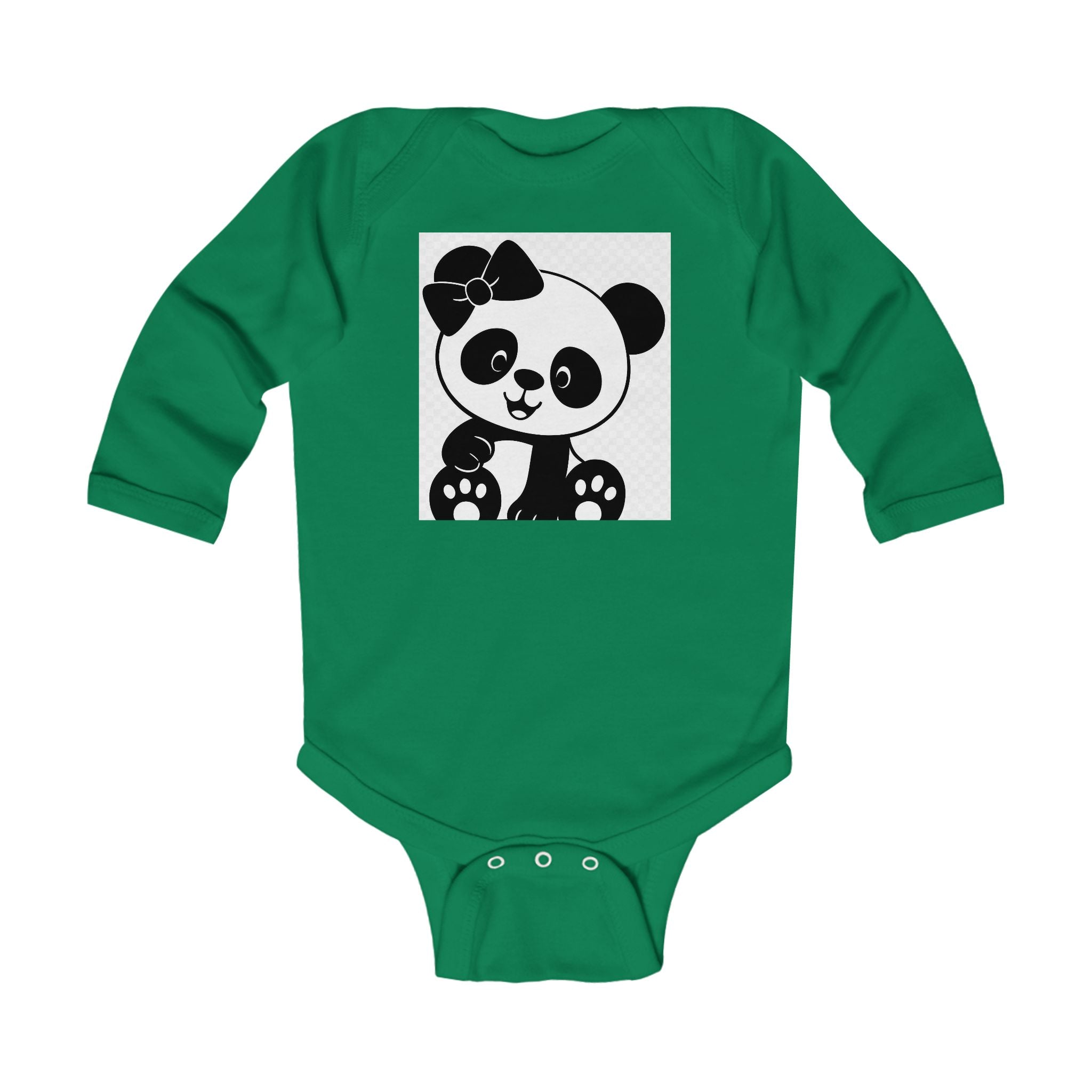 Baby Panda Bodysuit – Cute Bow Panda Infant Long Sleeve One-Piece