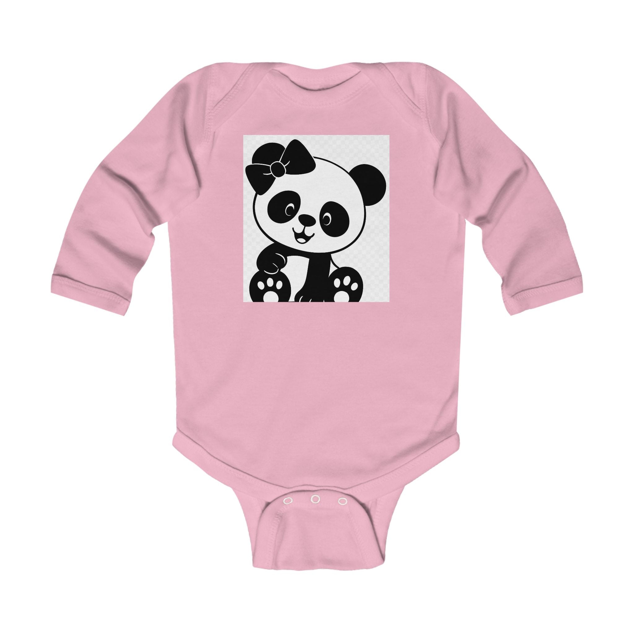 Baby Panda Bodysuit – Cute Bow Panda Infant Long Sleeve One-Piece