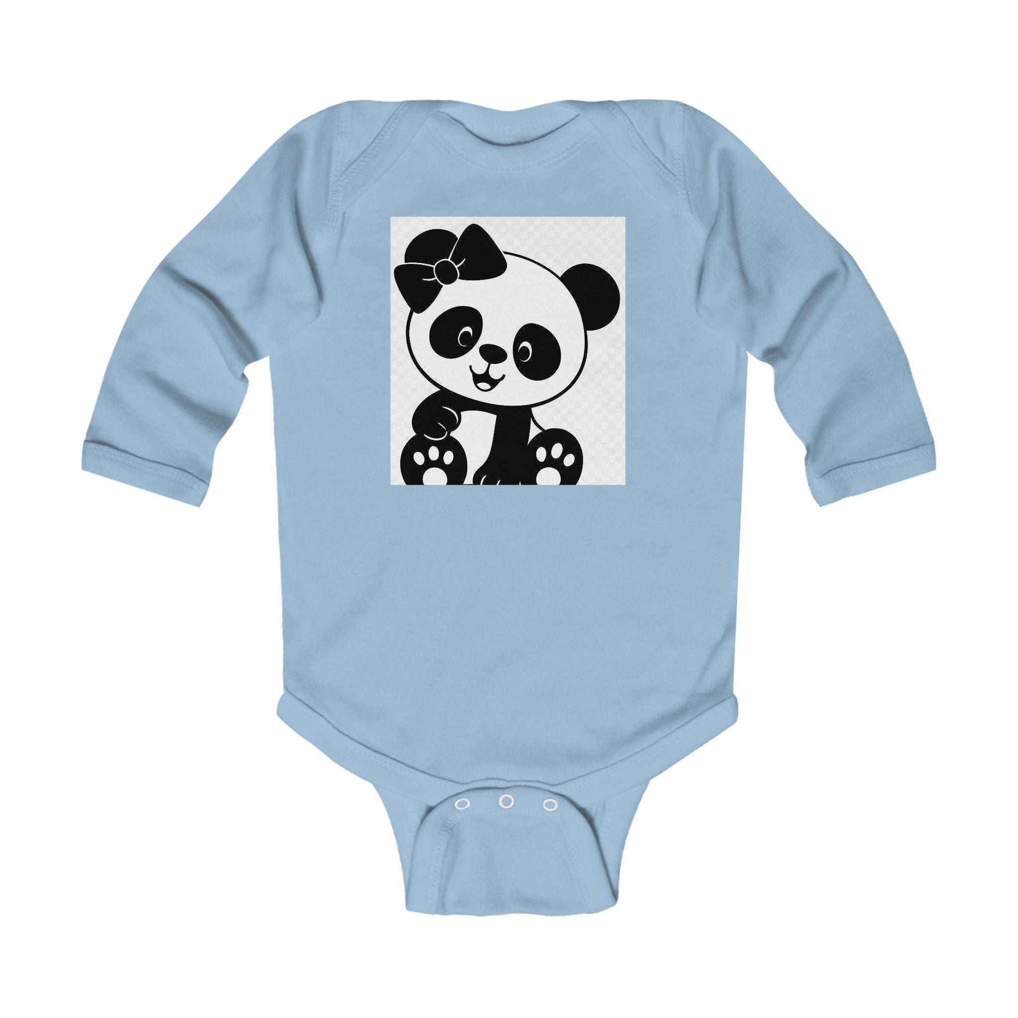 Baby Panda Bodysuit – Cute Bow Panda Infant Long Sleeve One-Piece