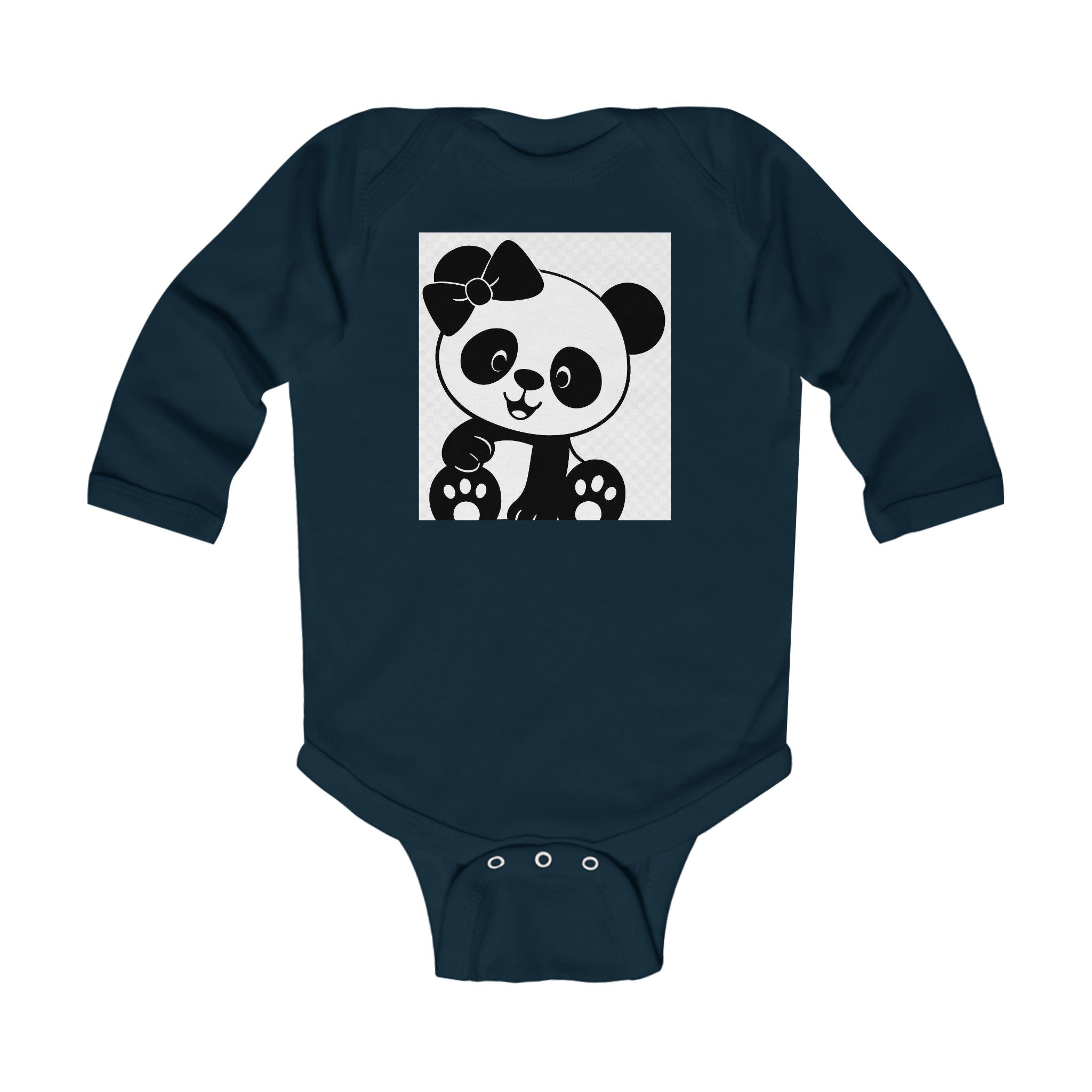 Baby Panda Bodysuit – Cute Bow Panda Infant Long Sleeve One-Piece