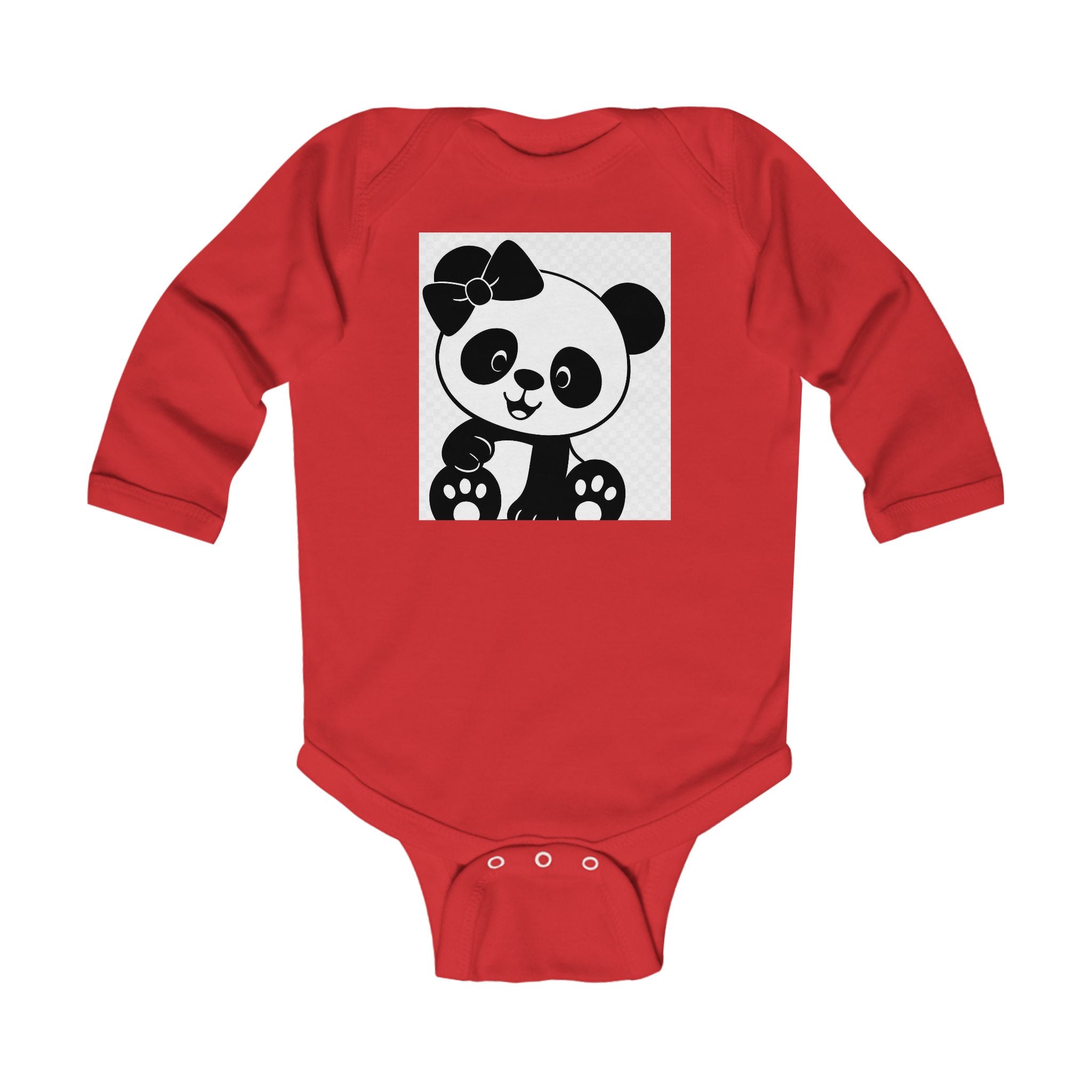 Baby Panda Bodysuit – Cute Bow Panda Infant Long Sleeve One-Piece