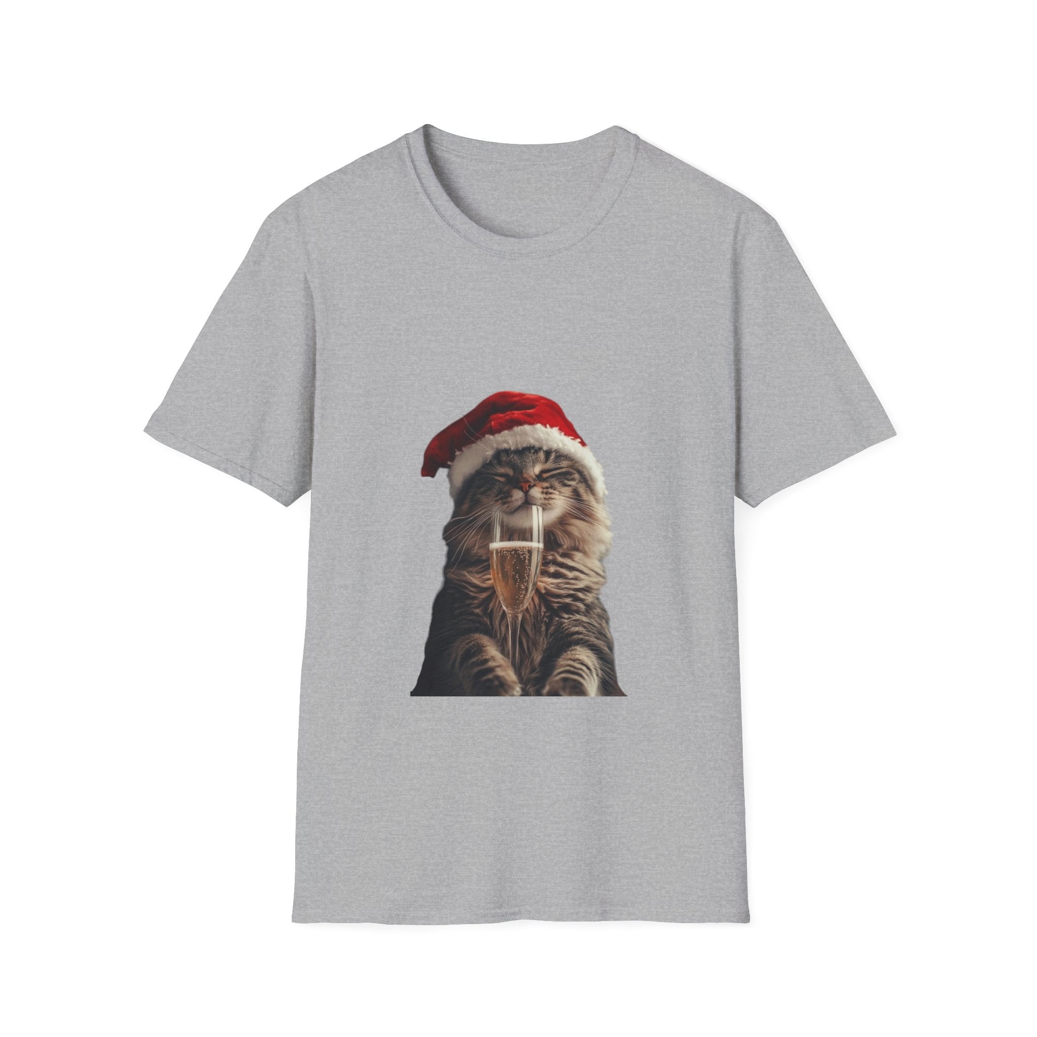 Christmas Cat T-Shirt – Cute Tabby Wearing Santa Hat Holiday Tee