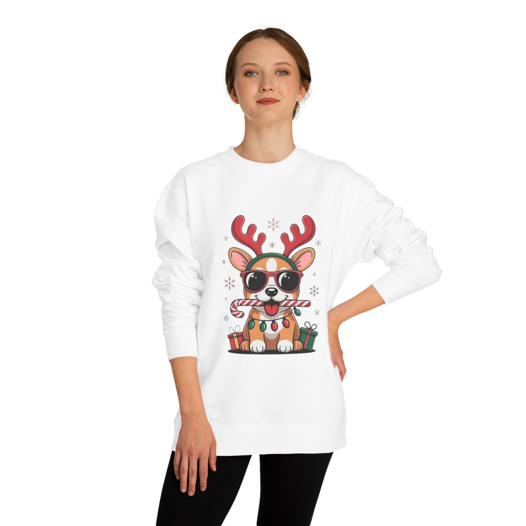 Cute Corgi Reindeer Sweatshirt — Festive Christmas Dog Crewneck