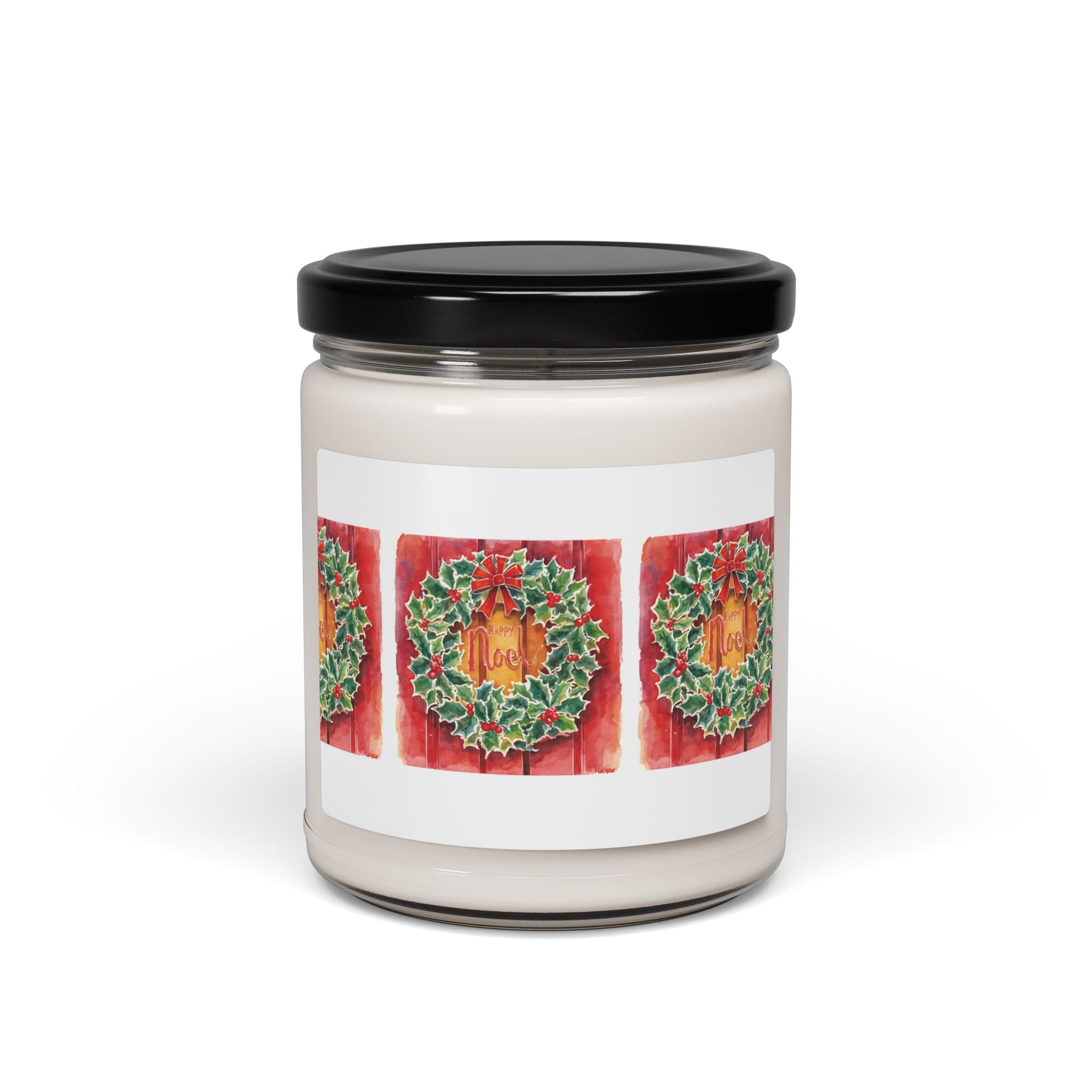 Holiday Wreath Scented Soy Candle — 9oz Christmas Jar Candle