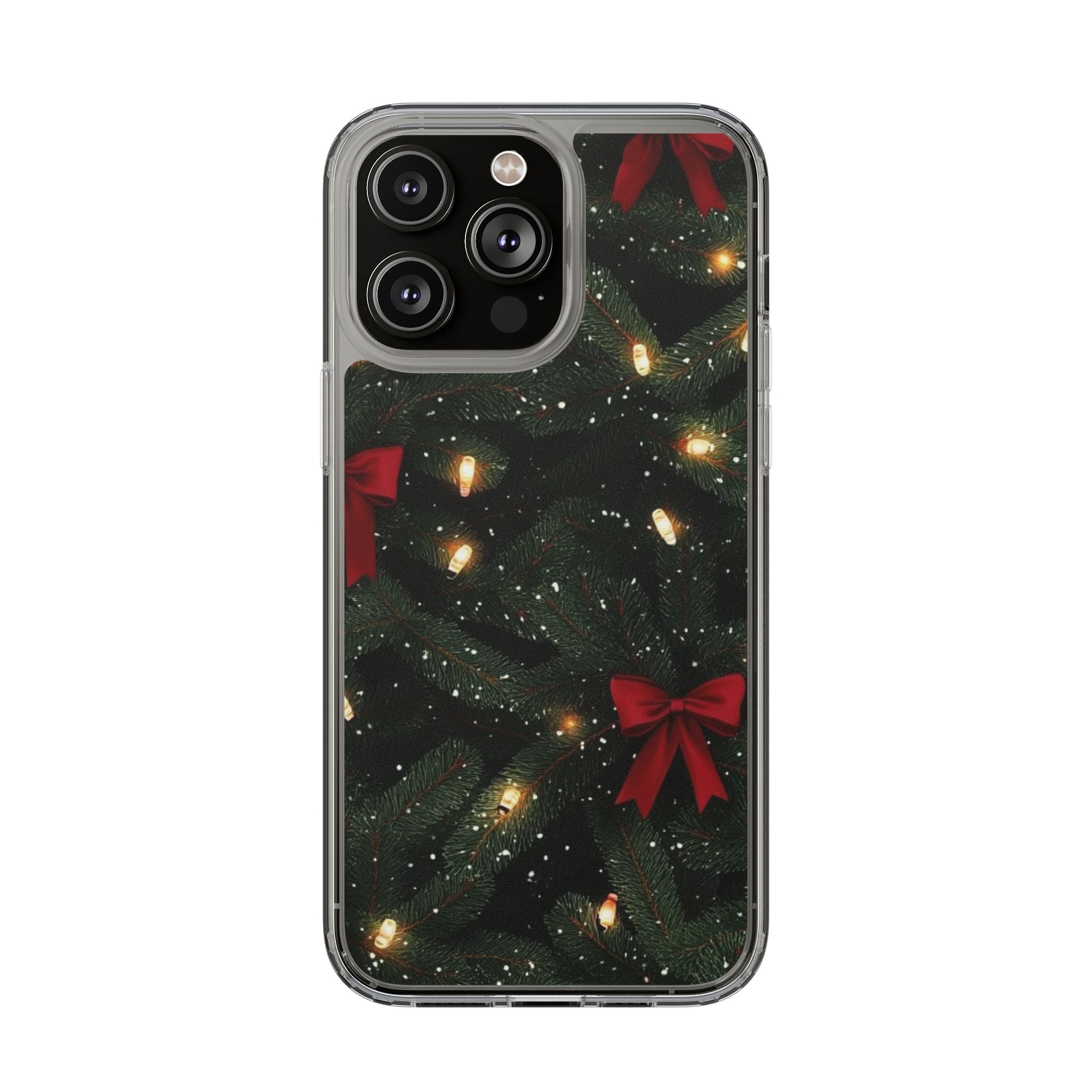 Christmas Lights & Bows Clear Phone Case
