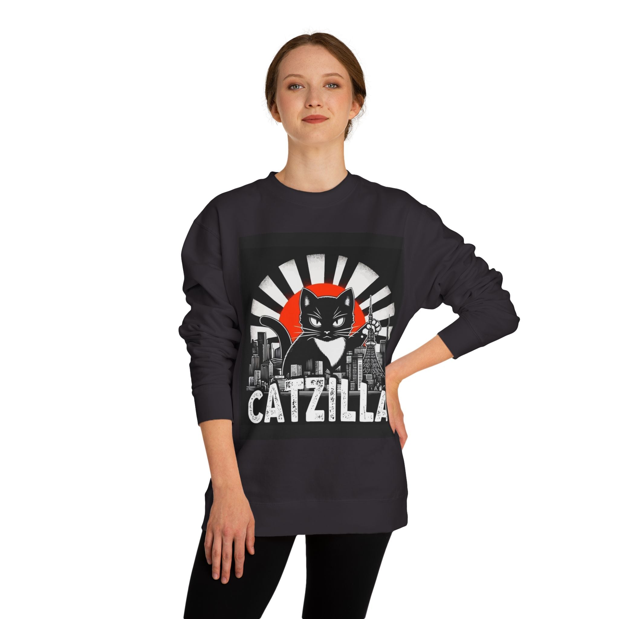 Catzilla Graphic Sweatshirt — Retro Monster Cat City Tee