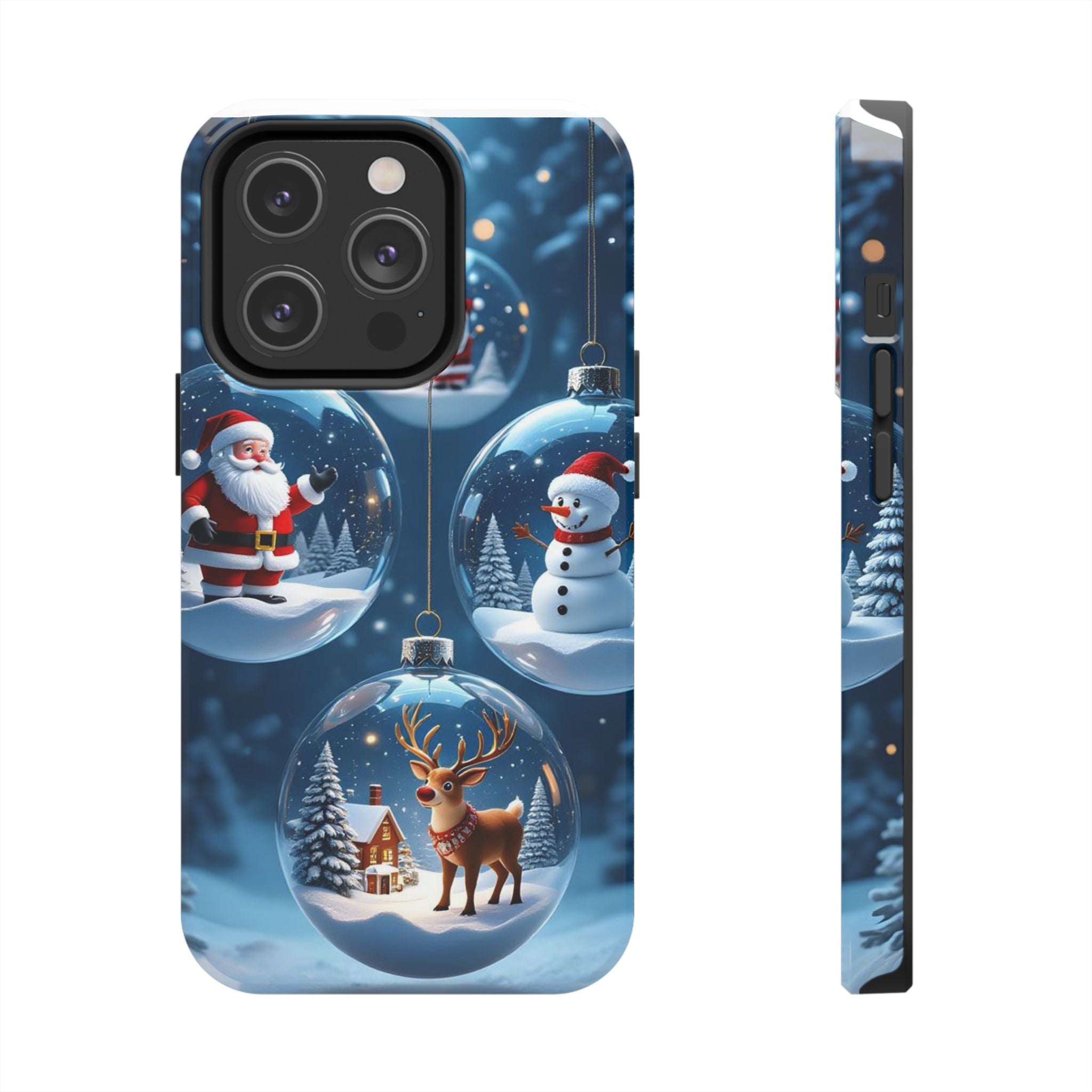Christmas Ornaments Phone Case — Santa, Snowman & Reindeer Holiday Tough Case