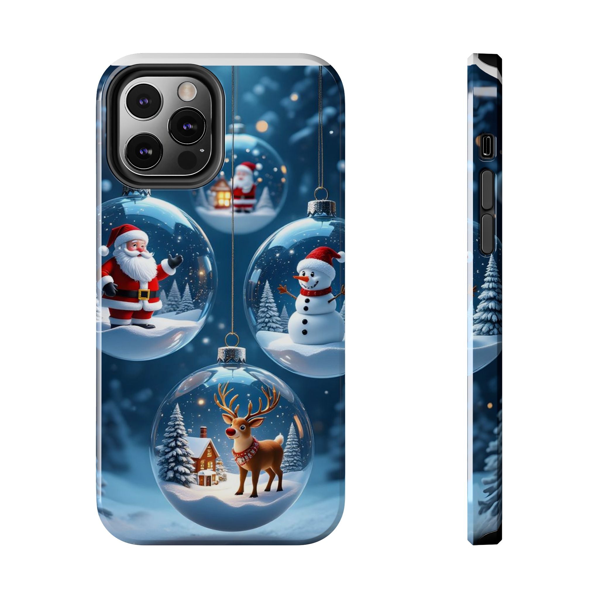 Christmas Ornaments Phone Case — Santa, Snowman & Reindeer Holiday Tough Case
