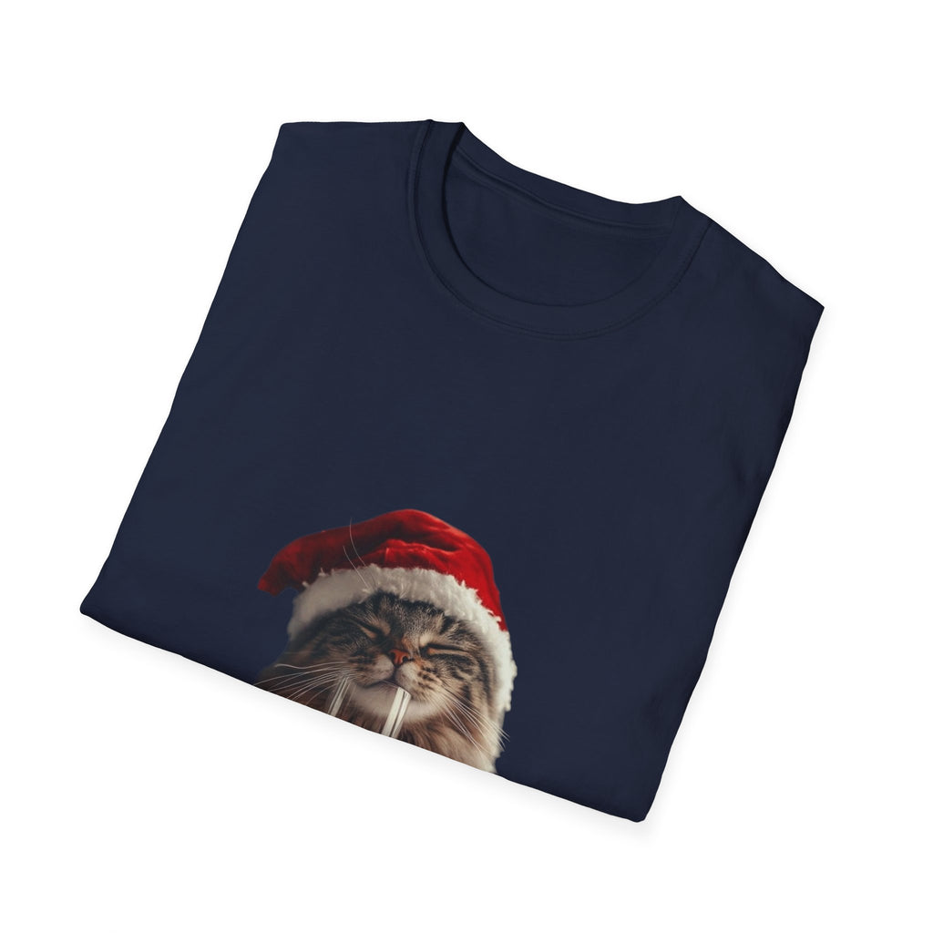 Christmas Cat T-Shirt – Cute Tabby Wearing Santa Hat Holiday Tee