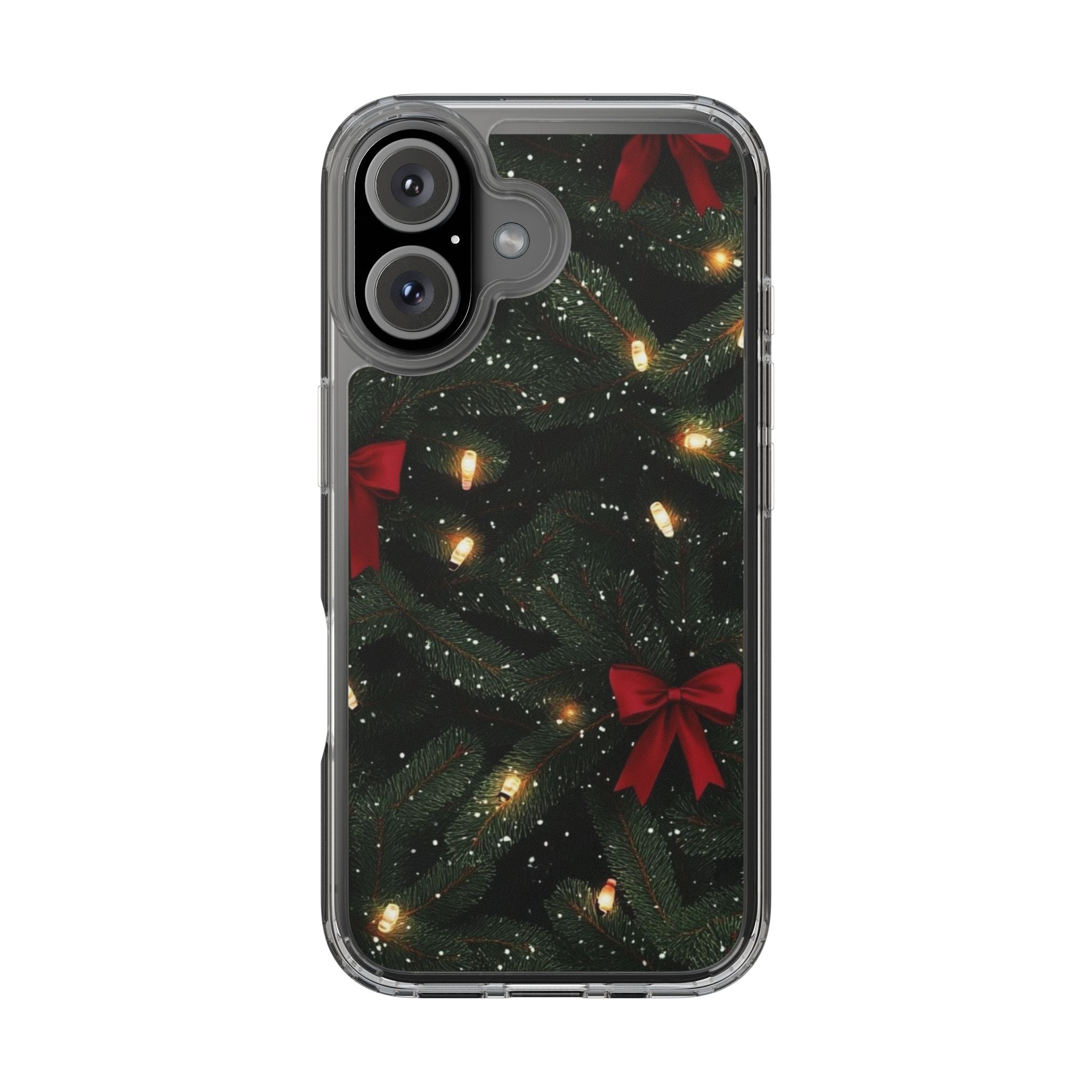 Christmas Lights & Bows Clear Phone Case