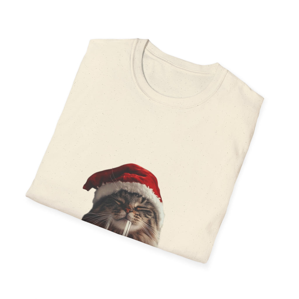 Christmas Cat T-Shirt – Cute Tabby Wearing Santa Hat Holiday Tee