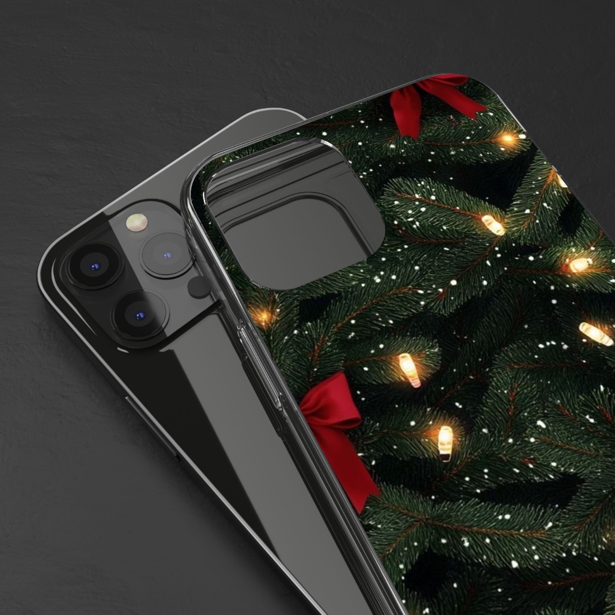 Christmas Lights & Bows Clear Phone Case