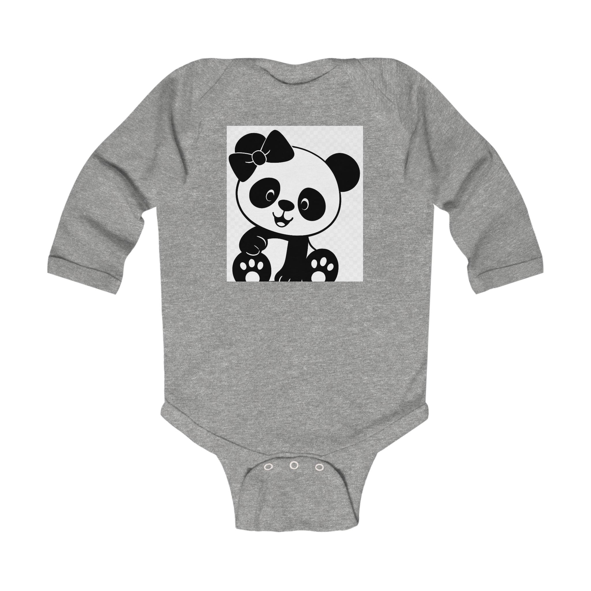 Baby Panda Bodysuit – Cute Bow Panda Infant Long Sleeve One-Piece