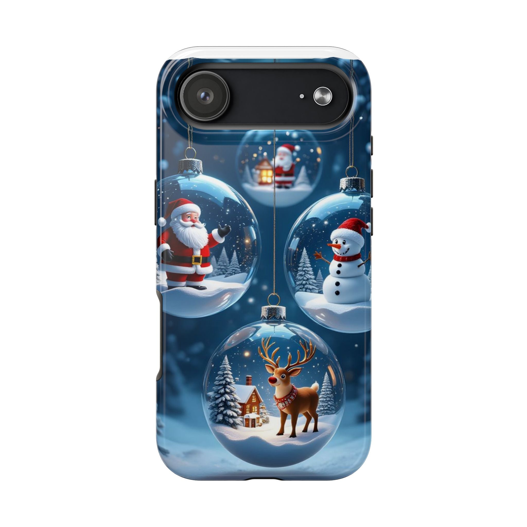 Christmas Ornaments Phone Case — Santa, Snowman & Reindeer Holiday Tough Case