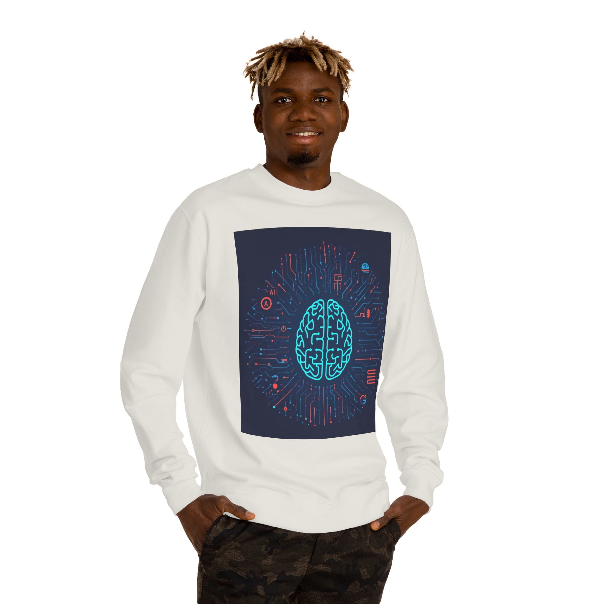 AI Brain Circuit Crewneck Sweatshirt