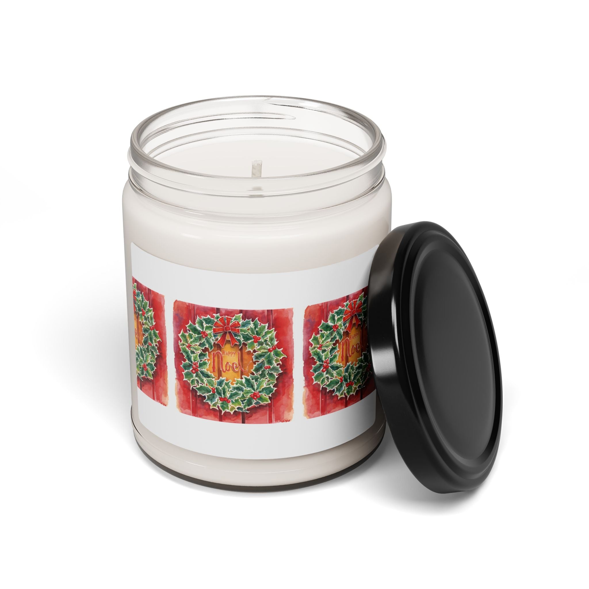 Holiday Wreath Scented Soy Candle — 9oz Christmas Jar Candle