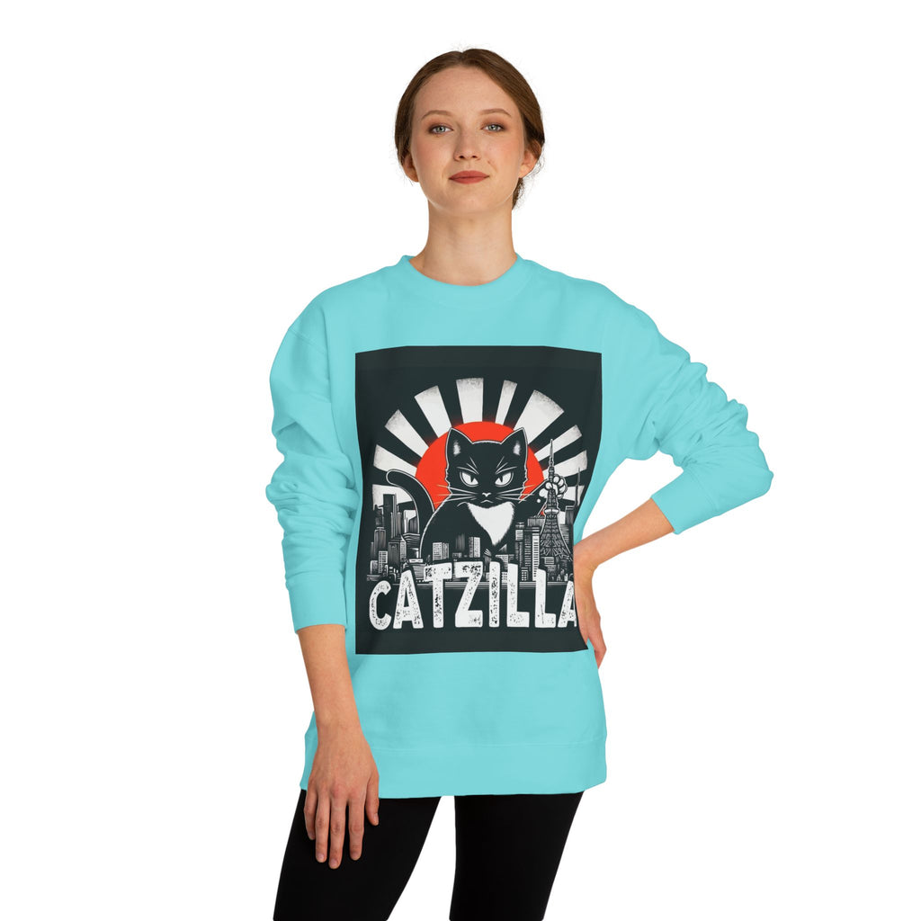 Catzilla Graphic Sweatshirt — Retro Monster Cat City Tee