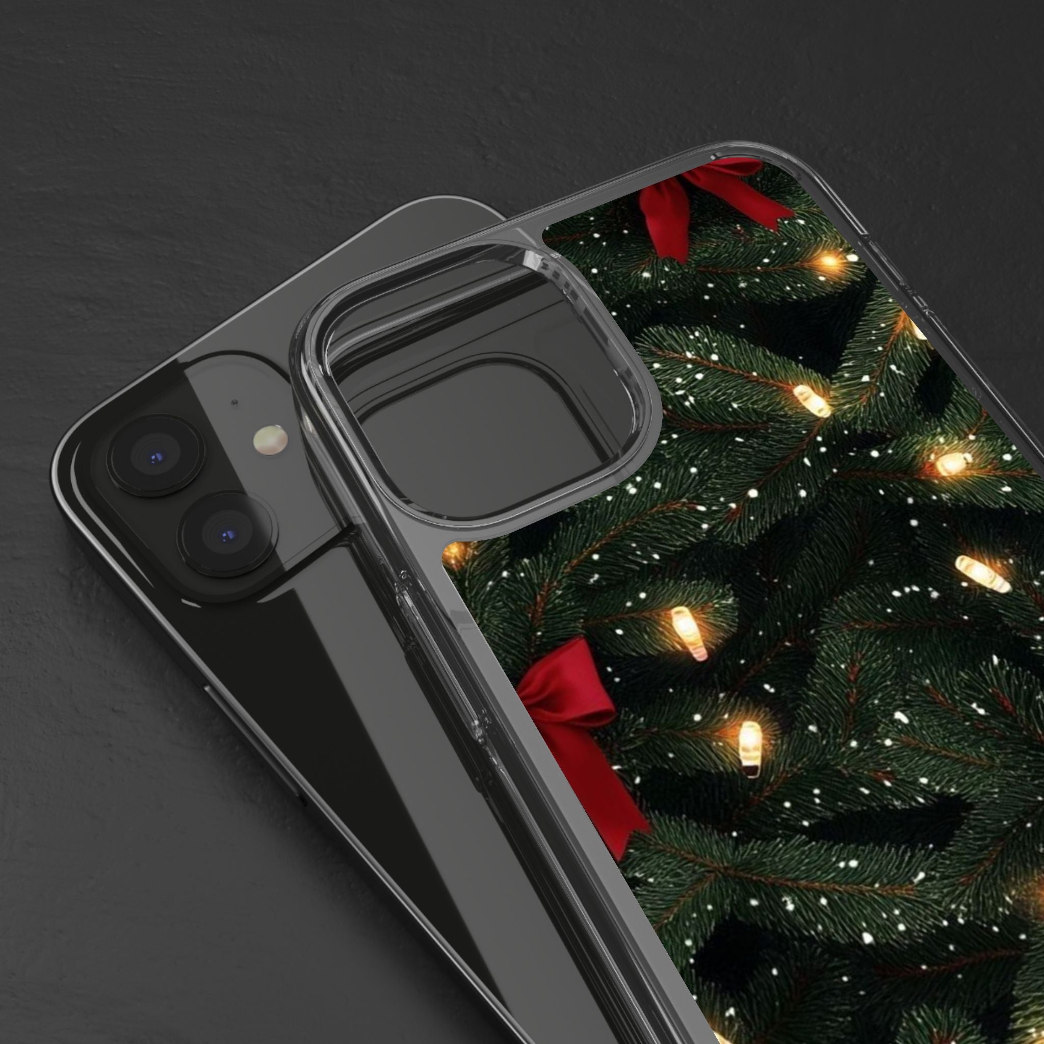 Christmas Lights & Bows Clear Phone Case